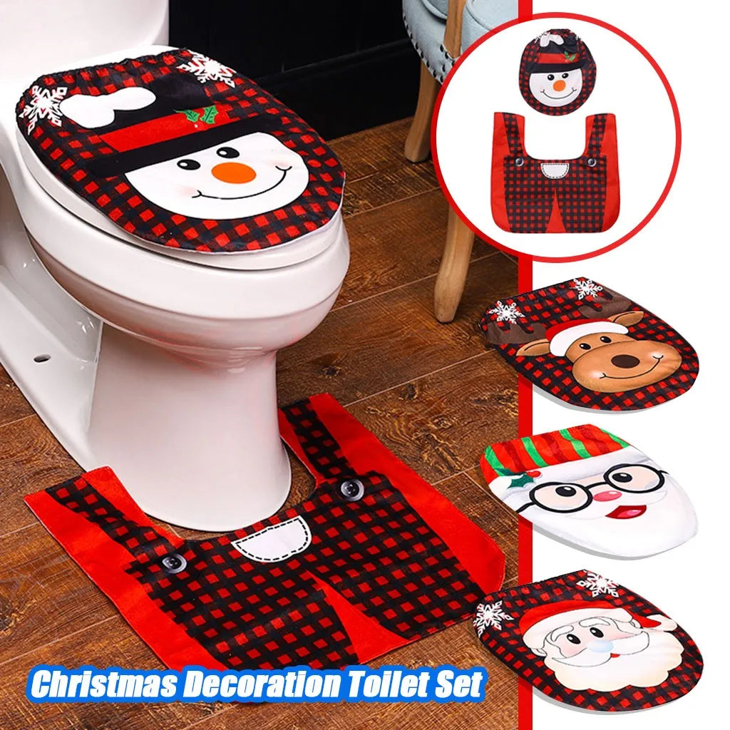 Christmas Toilet Decoration Santa Claus Bathroom Set