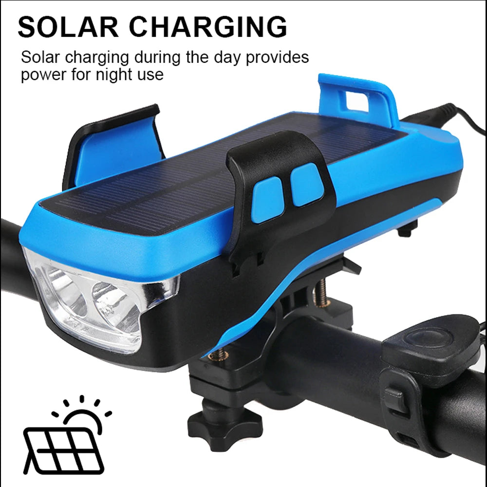 5 IN 1 Multifunction Bicycle Light USB Solar Charging Horn Phone Holder Power Bank Front Lamp For Bicycle Led Lamp Accessories - V.I.P Digital Presence