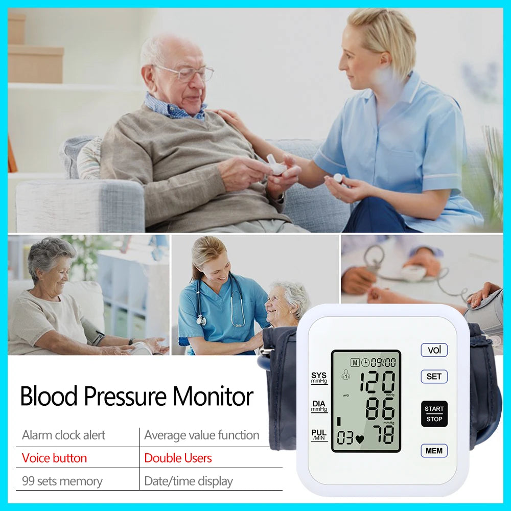 Health Care Arm Blood Pressure Monitor Heart Beat Rate Pulse Meter Tonometer Sphygmomanometers pulsometer - V.I.P Digital Presence