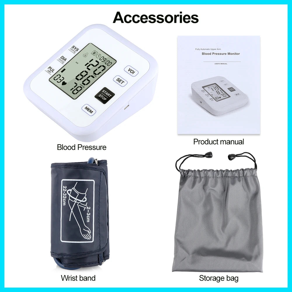 Health Care Arm Blood Pressure Monitor Heart Beat Rate Pulse Meter Tonometer Sphygmomanometers pulsometer - V.I.P Digital Presence