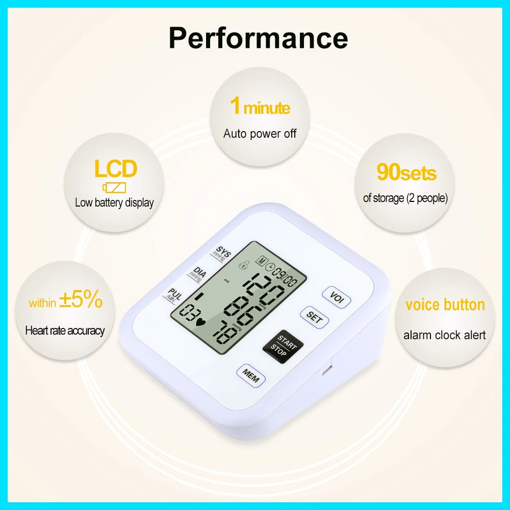 Health Care Arm Blood Pressure Monitor Heart Beat Rate Pulse Meter Tonometer Sphygmomanometers pulsometer - V.I.P Digital Presence
