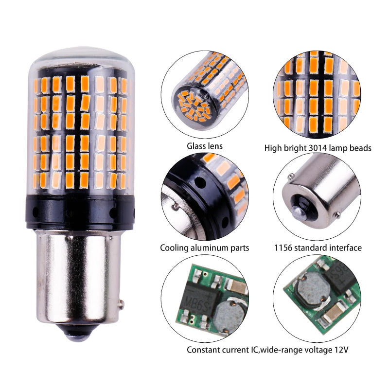 1x 3014 144smd CanBus S25 1156 BA15S P21W LED BAY15D BAU15S PY21W lamp T20 LED 7440 W21W W21/5W led Bulbs For Turn Signal Light - V.I.P Digital Presence
