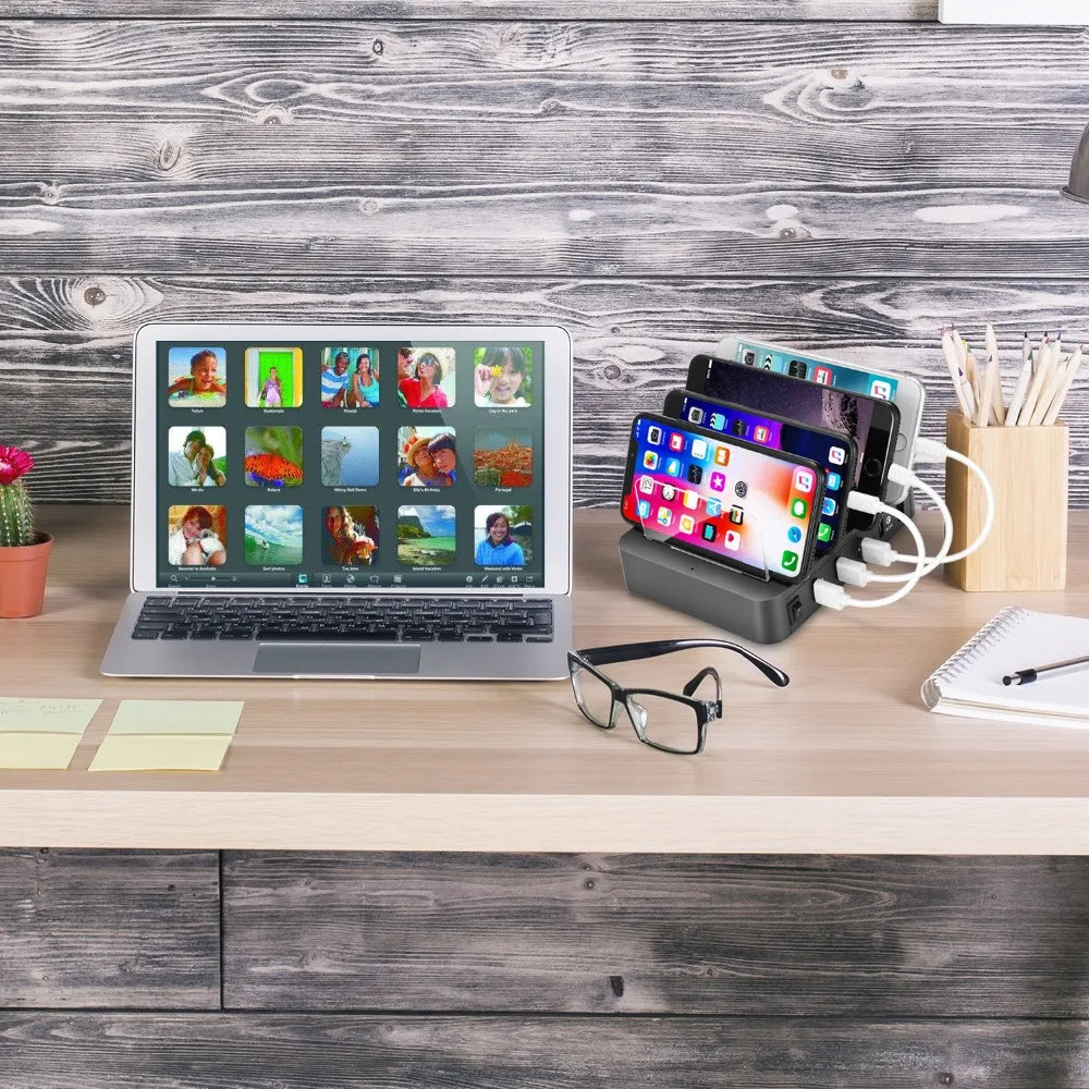 Desktop Quick Charger 4 Ports 24W USB Charger Multi-port USB Charging Station Dock