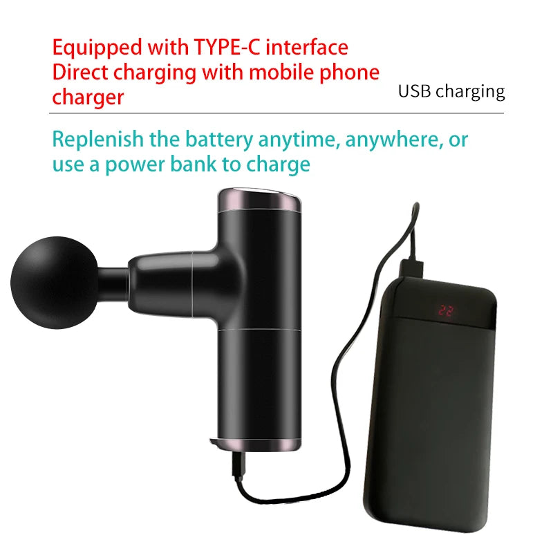 Mini Electric Massage Gun Deep Muscle Fascial Body Massager Gun Tissue Percussion Small Fitness Equipment Acid Relief Pain Relax - V.I.P Digital Presence