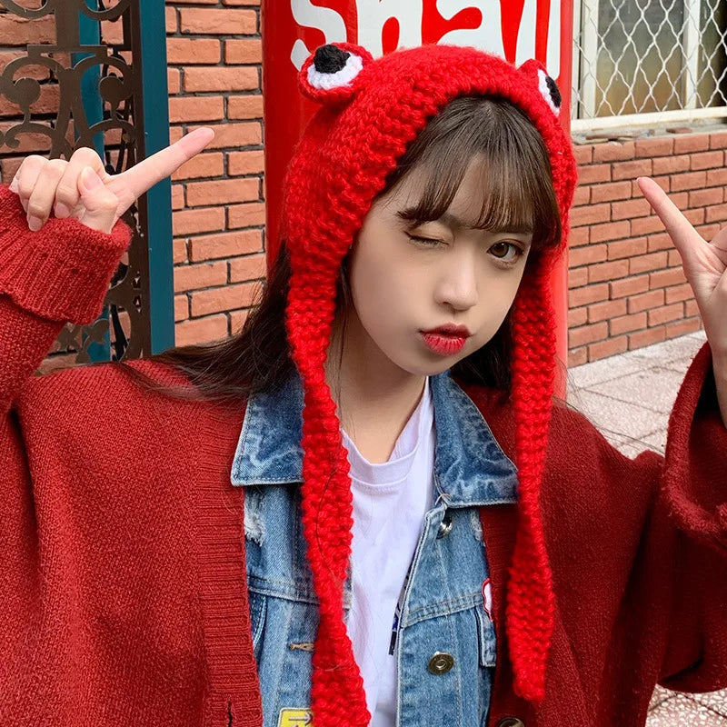 Winter Skullies Cute Women Frog Hat Crochet Knitted Hat Costume Beanie Hats Cap Women Gift Hip-hop Cap Photography Prop Party - V.I.P Digital Presence