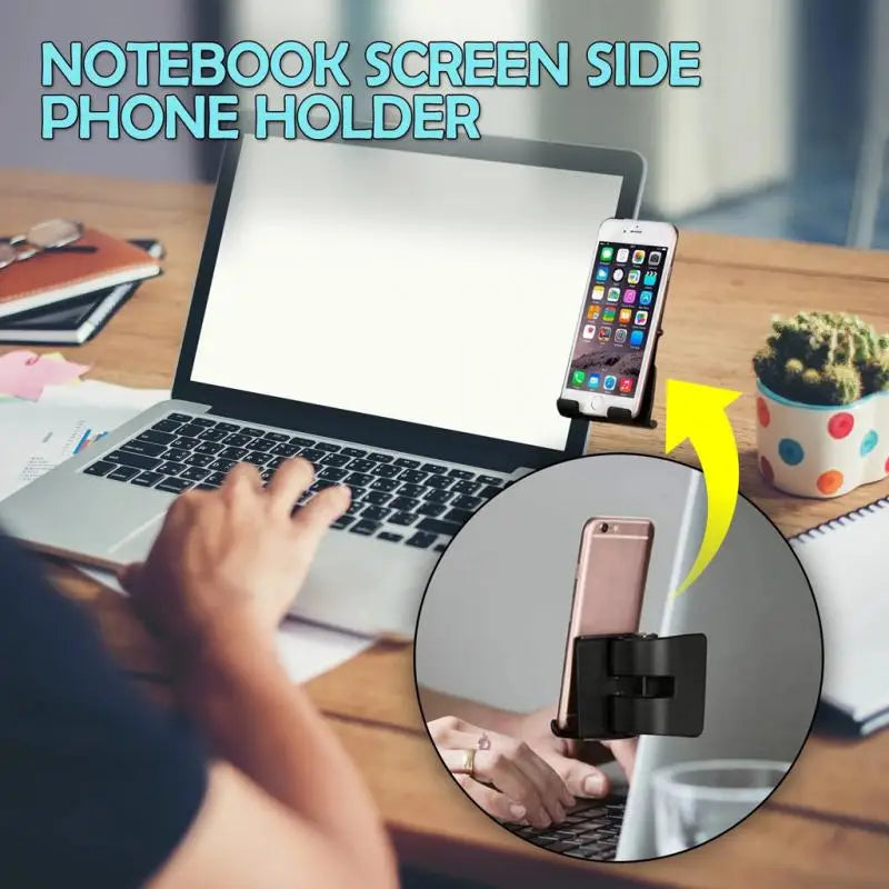 Soporte lateral para teléfono con pantalla para portátil, soporte ajustable para teléfono
