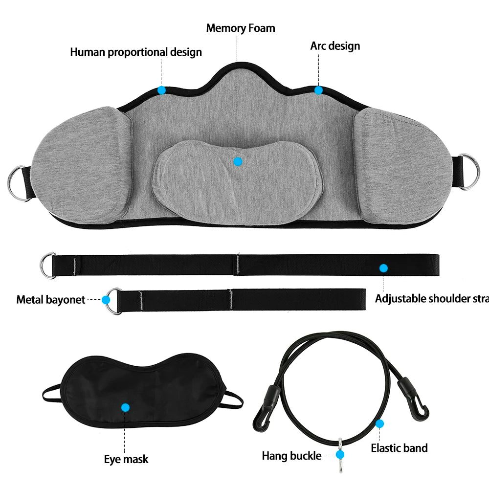 Portable Adults Neck Hammock Set Office Neck Rest Stretcher Relieves Travel Memory Foam Pillow + Mask Accessories Neck Hammock - V.I.P Digital Presence
