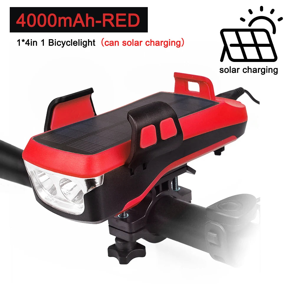 5 IN 1 Multifunction Bicycle Light USB Solar Charging Horn Phone Holder Power Bank Front Lamp For Bicycle Led Lamp Accessories - V.I.P Digital Presence