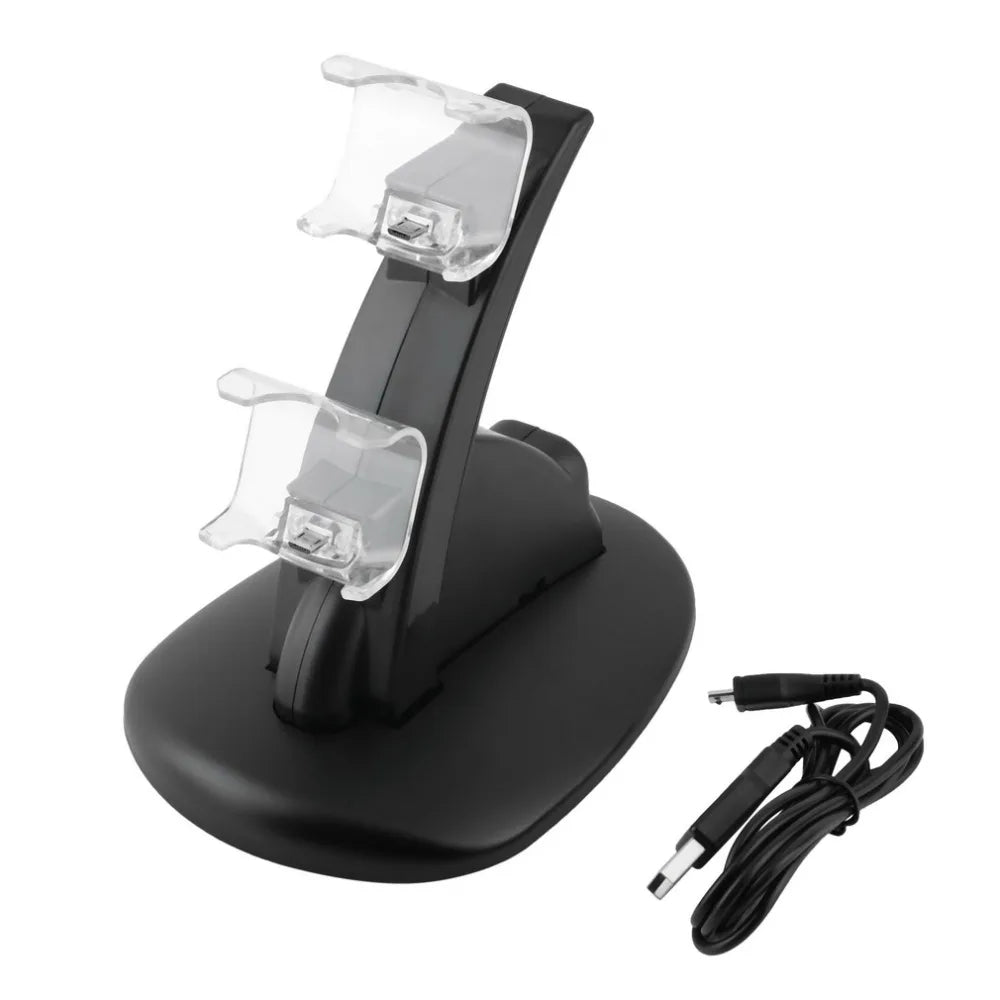 LED Dual USB Charging Charger Dock Stand Cradle Docking Station for Sony Playstation 4 PS4 Game Gaming Console Controller - V.I.P Digital Presence