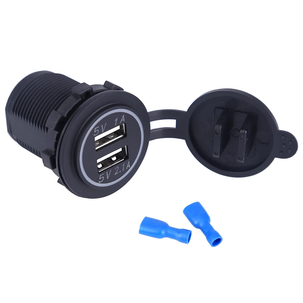 Car Charger USB Vehicle DC12V-24V Waterproof Dual USB Charger 2 Port Power Socket 5V 2.1A/1A car-charger - V.I.P Digital Presence