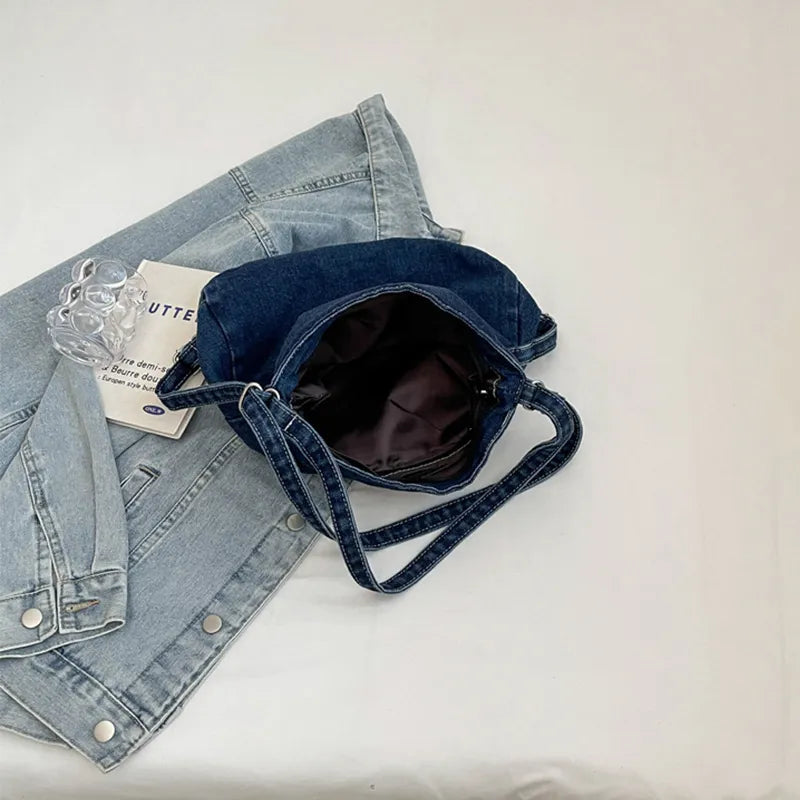 Adjustable Strap Denim Shoulder Bag - V.I.P Digital Presence