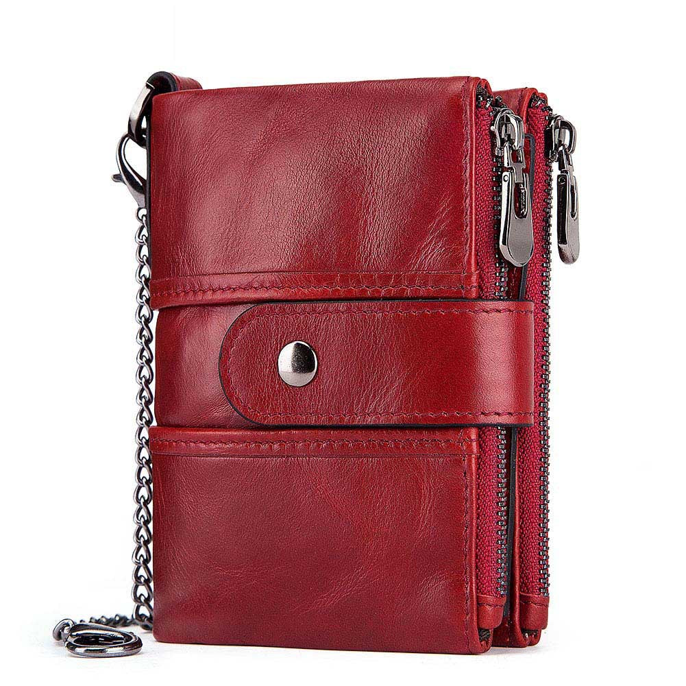 Anti-Theft Brush Wallet Leather Bag Multi-Function Buckle Zipper Retro Crazy Horse Cowhide Men's Bag Casual Coin Purse - V.I.P Digital Presence