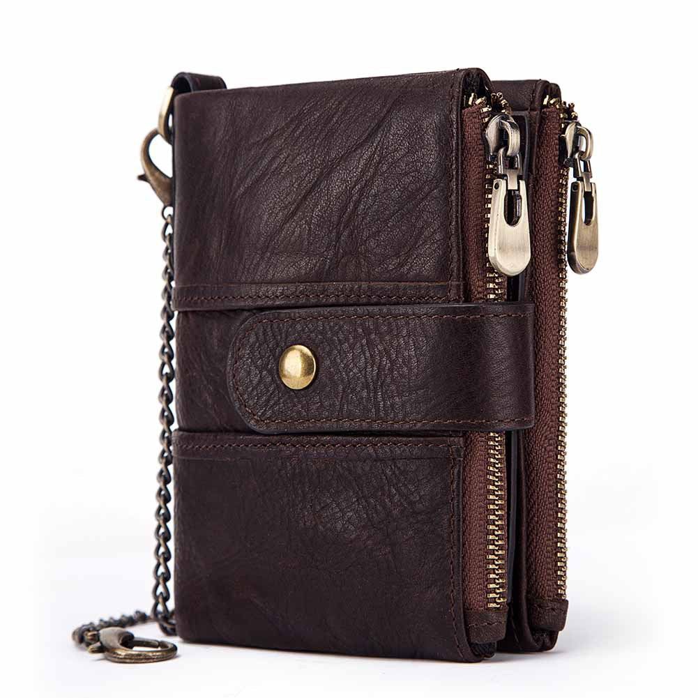 Anti-Theft Brush Wallet Leather Bag Multi-Function Buckle Zipper Retro Crazy Horse Cowhide Men's Bag Casual Coin Purse - V.I.P Digital Presence