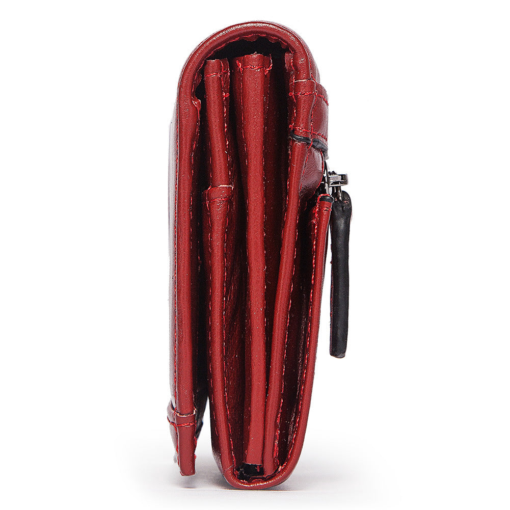 Anti-Theft Brushed Genuine Leather Ladies Wallet Top Layer Cowhide Long Women's Bag Multi-Card Card Holder Mobile Phone Bag Clutch Bag - V.I.P Digital Presence