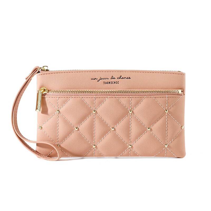 Brand Wristband Rivet Plaid Women Wallets Pu Leather Phone Pocket Card Holder Ladies Coin Purse Long Wallet Clutch Female Bag - V.I.P Digital Presence