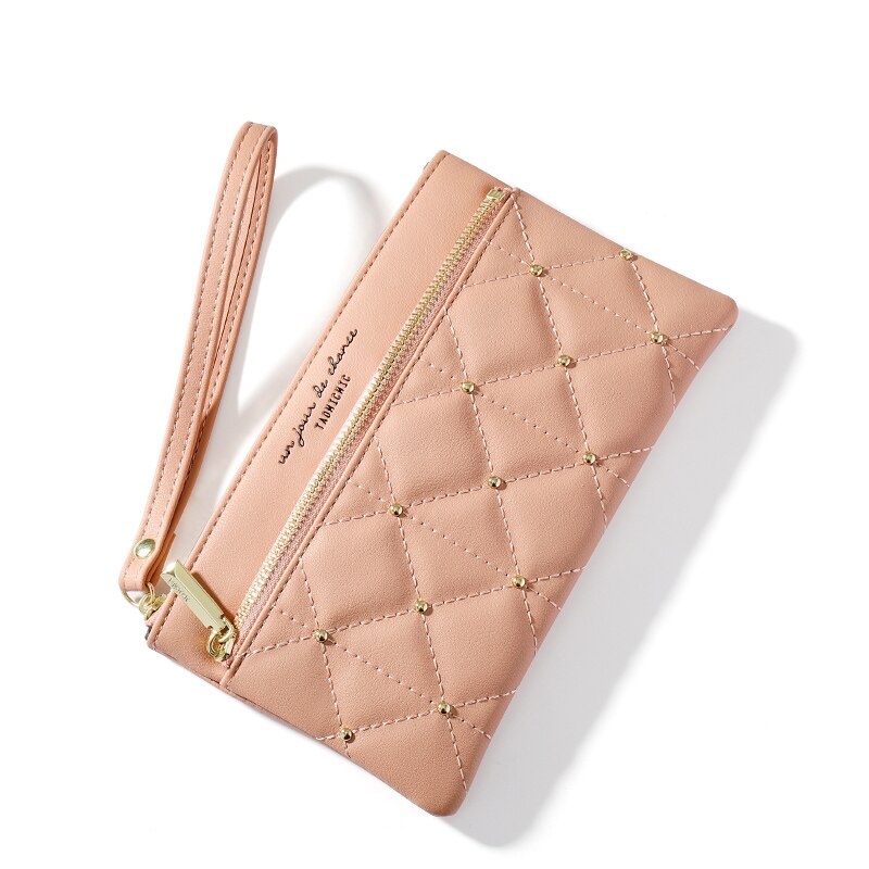 Brand Wristband Rivet Plaid Women Wallets Pu Leather Phone Pocket Card Holder Ladies Coin Purse Long Wallet Clutch Female Bag - V.I.P Digital Presence