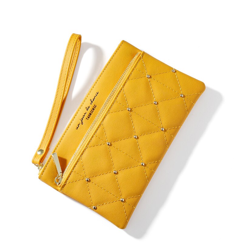 Brand Wristband Rivet Plaid Women Wallets Pu Leather Phone Pocket Card Holder Ladies Coin Purse Long Wallet Clutch Female Bag - V.I.P Digital Presence