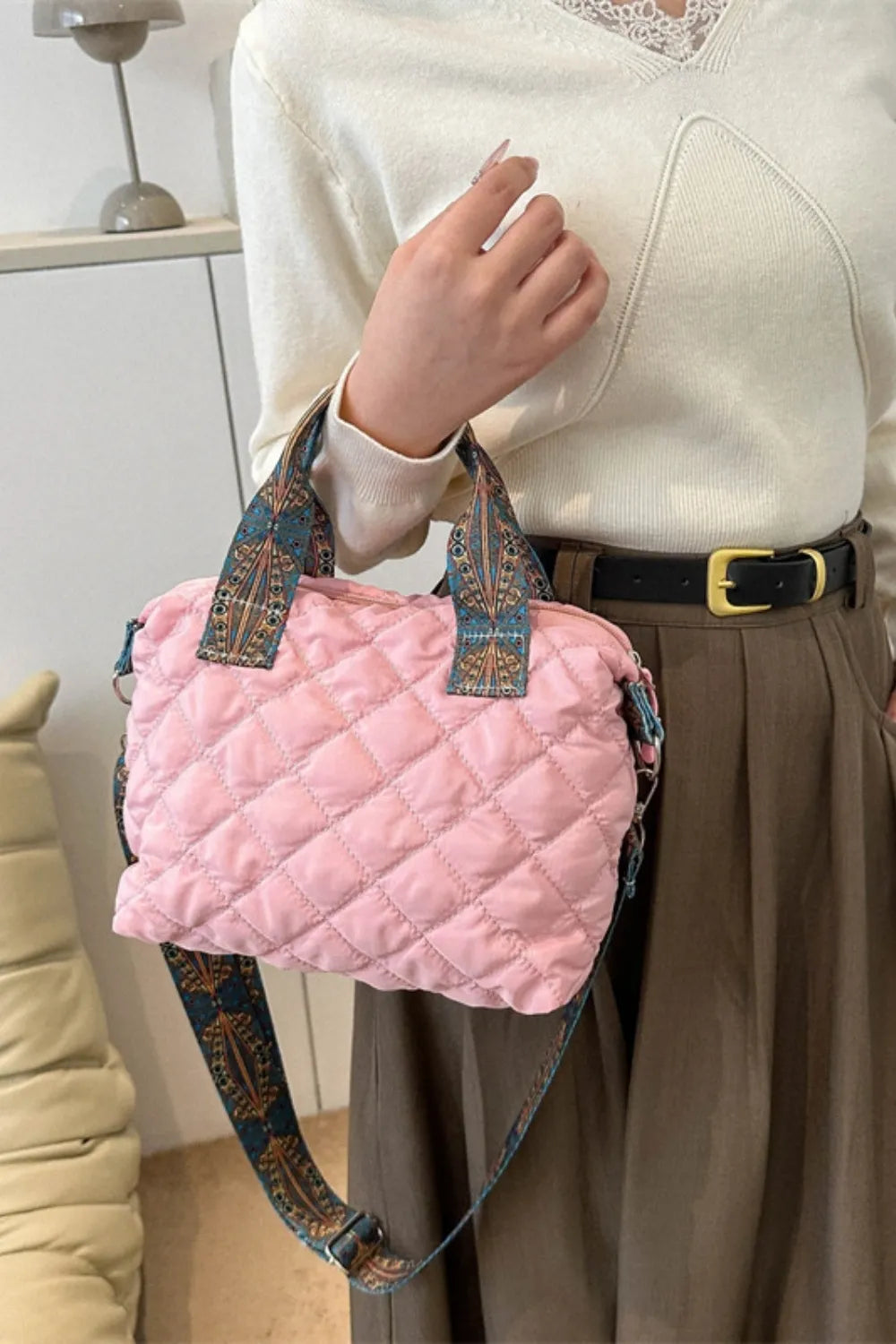 Bubble Textured Printed Strap Handbag - V.I.P Digital Presence