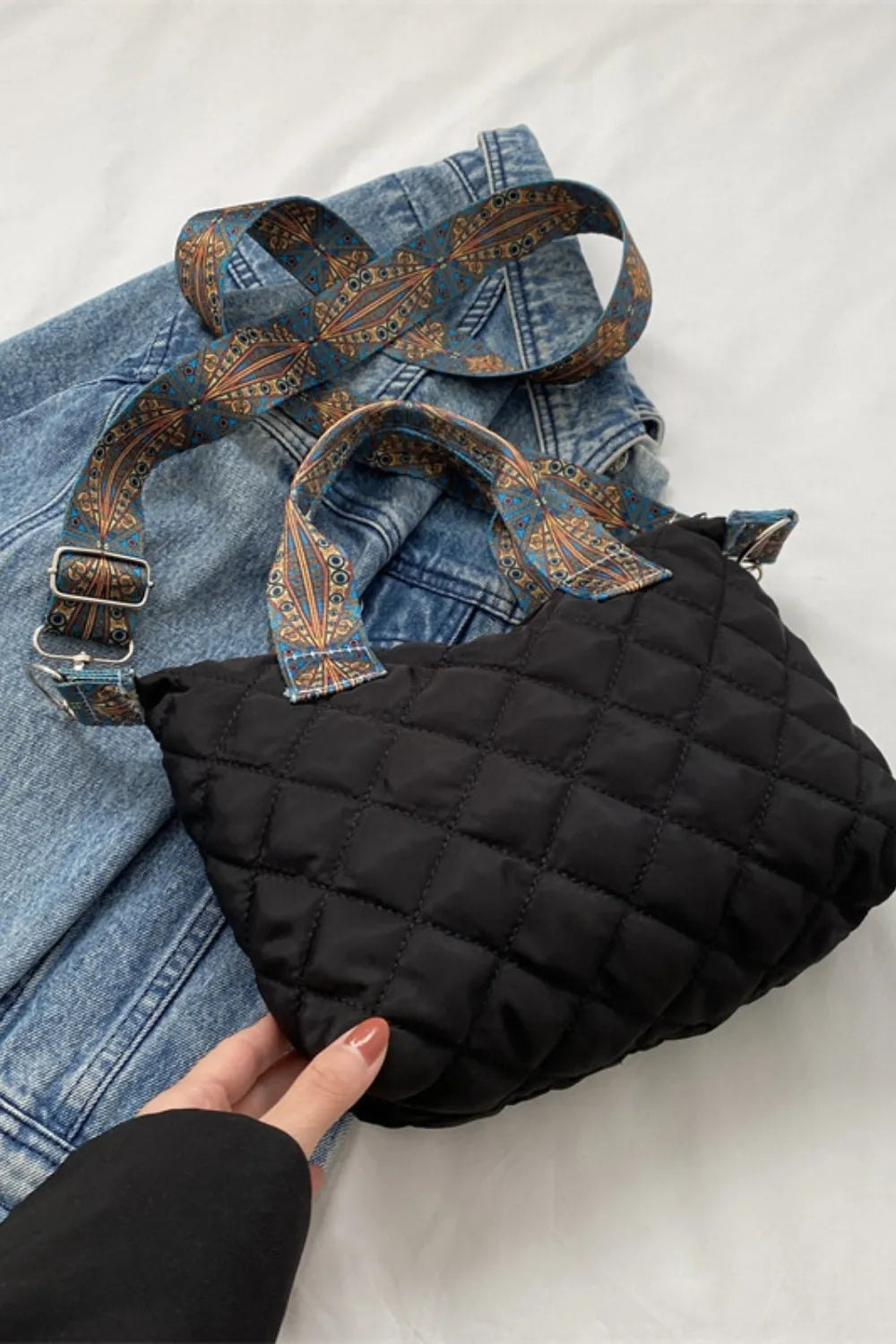 Bubble Textured Printed Strap Handbag - V.I.P Digital Presence