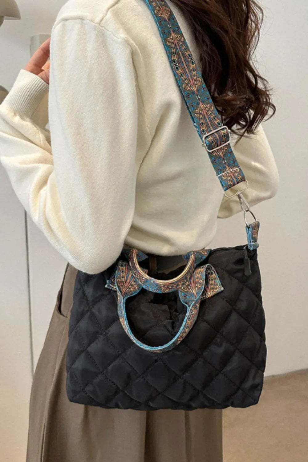 Bubble Textured Printed Strap Handbag - V.I.P Digital Presence