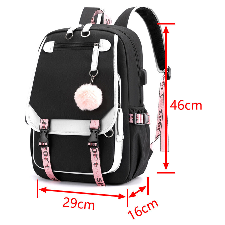 Cartoon Heat Transfer Backpack Large Capacity USB Cartoon Student Schoolbag - V.I.P Digital Presence