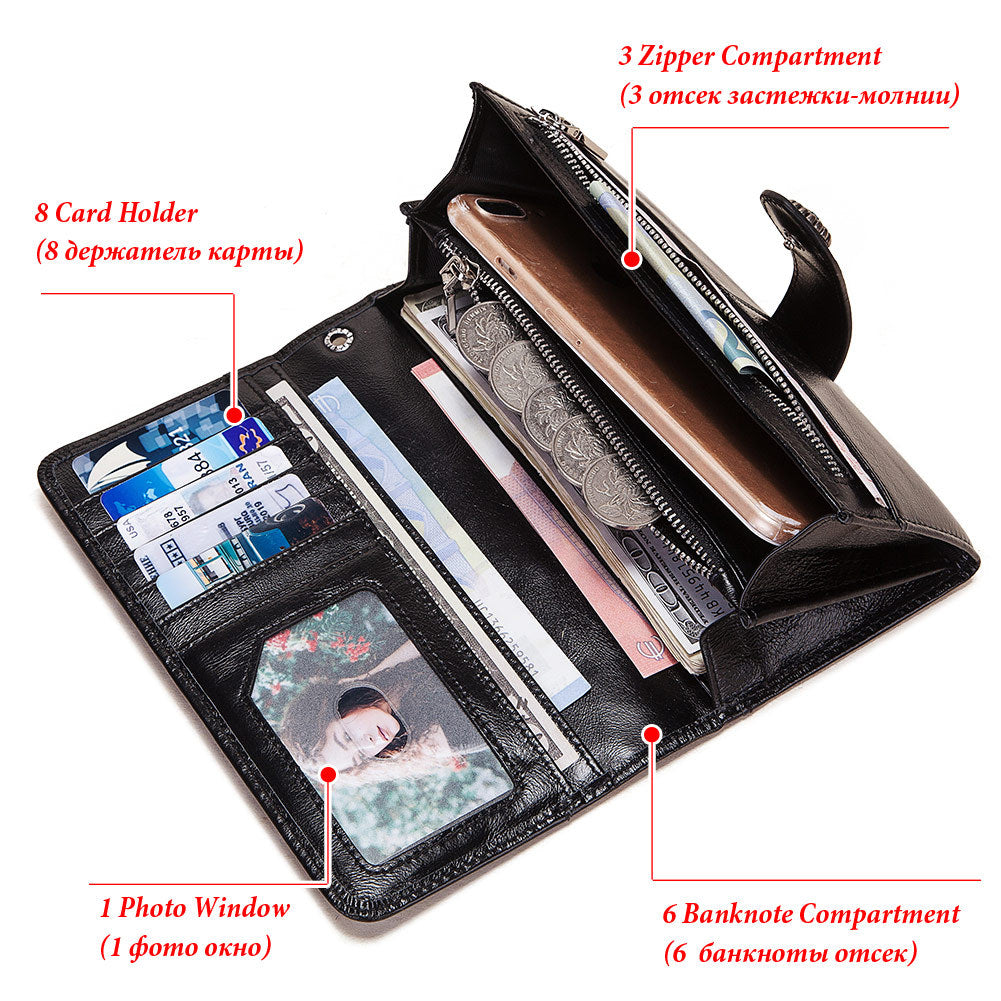 Clutch Bag RFID Anti-Magnetic Anti-Theft Brush Ladies Long Wallet Mobile Phone Bag Leather Wallet Coin Pocket - V.I.P Digital Presence