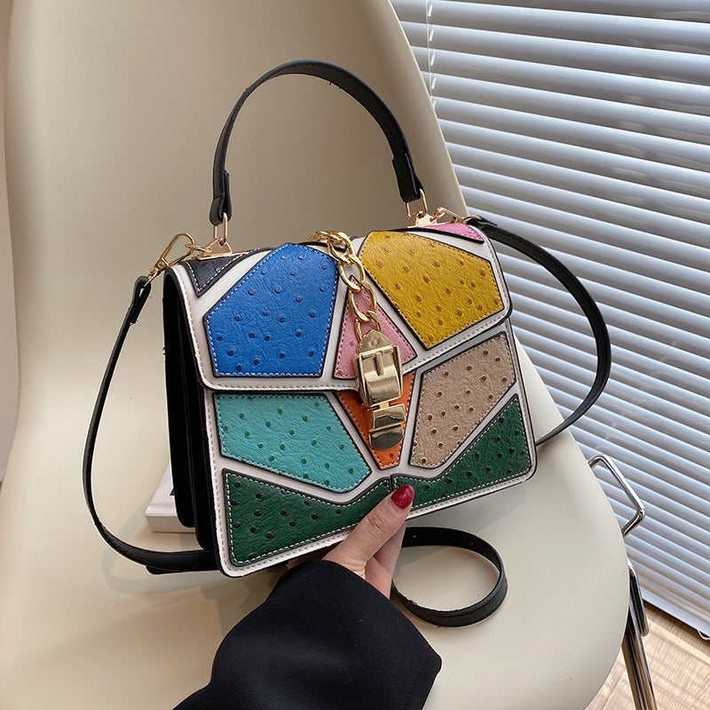Color blocking hand-held small square bag, versatile for women, single shoulder - V.I.P Digital Presence