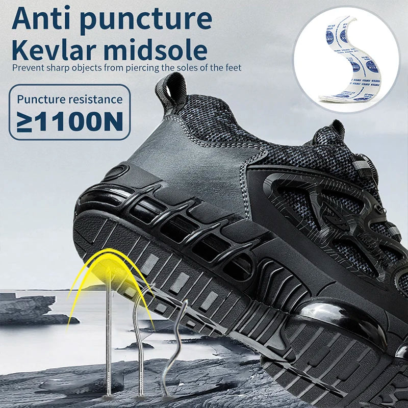 Comfortable rebound safety shoes with steel toe caps for puncture protection low cut work safety shoes for all seasons - V.I.P Digital Presence