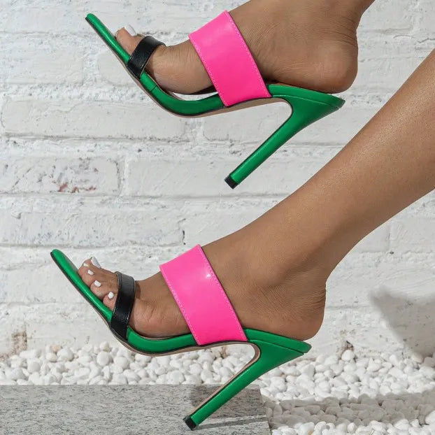 Contrast Open Toe Stiletto Sandals - V.I.P Digital Presence