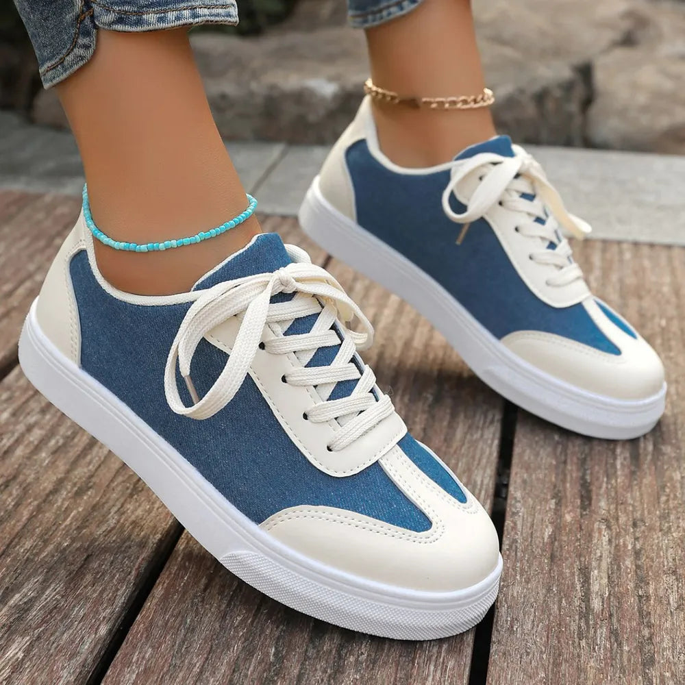 Contrast Round Toe Lace Up Sneakers - V.I.P Digital Presence