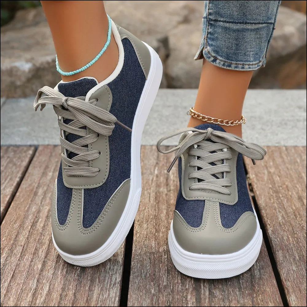 Contrast Round Toe Lace Up Sneakers - V.I.P Digital Presence