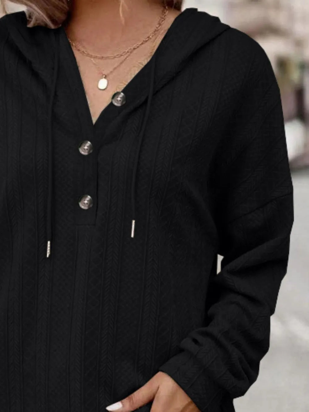 Drawstring Dropped Shoulder Long Sleeve Hoodie - V.I.P Digital Presence