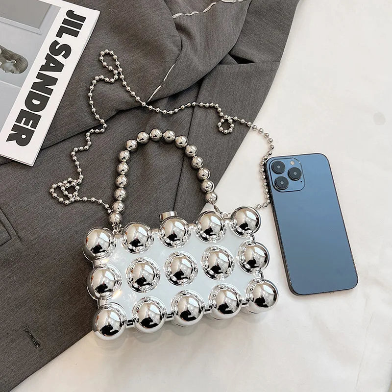 Fashionable mini lipstick bag trendy and versatile pearl chain crossbody bag - V.I.P Digital Presence
