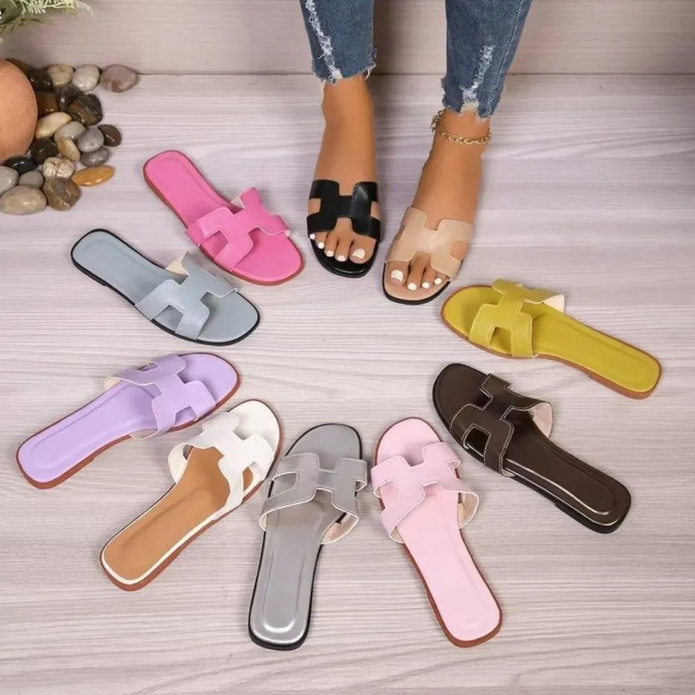 Flat bottomed comfortable one-piece cool slippers fashionable women's one foot sandal - V.I.P Digital Presence