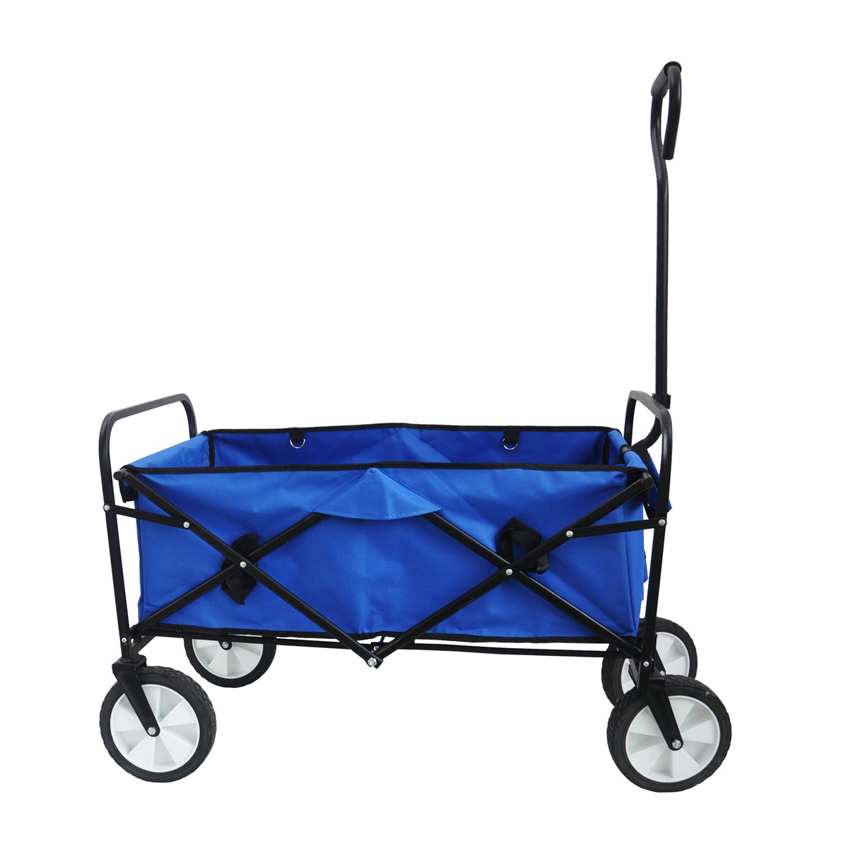 Folding Wagon Garden Shopping Beach Cart (Blue) - V.I.P Digital Presence