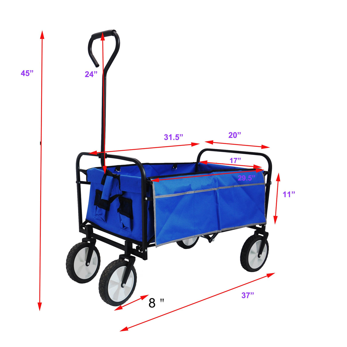 Folding Wagon Garden Shopping Beach Cart (Blue) - V.I.P Digital Presence