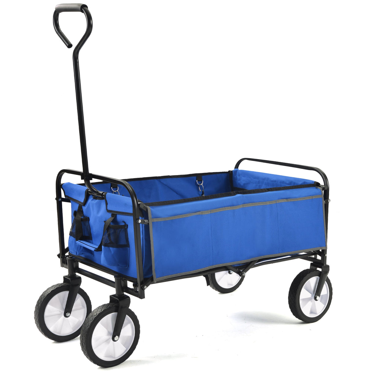 Folding Wagon Garden Shopping Beach Cart (Blue) - V.I.P Digital Presence