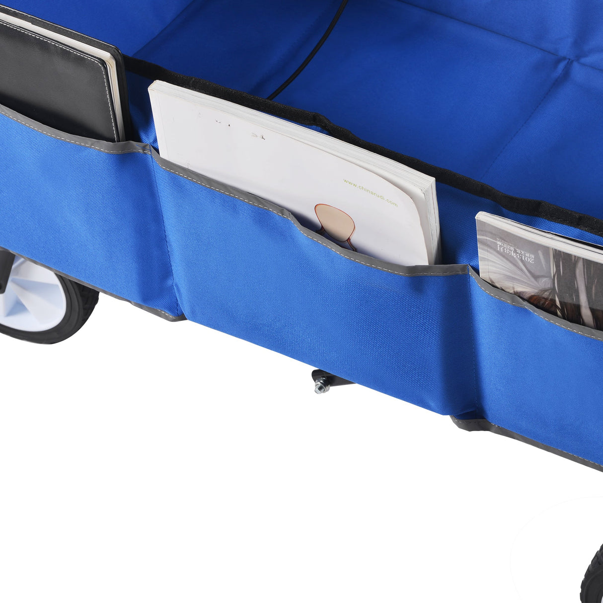 Folding Wagon Garden Shopping Beach Cart (Blue) - V.I.P Digital Presence