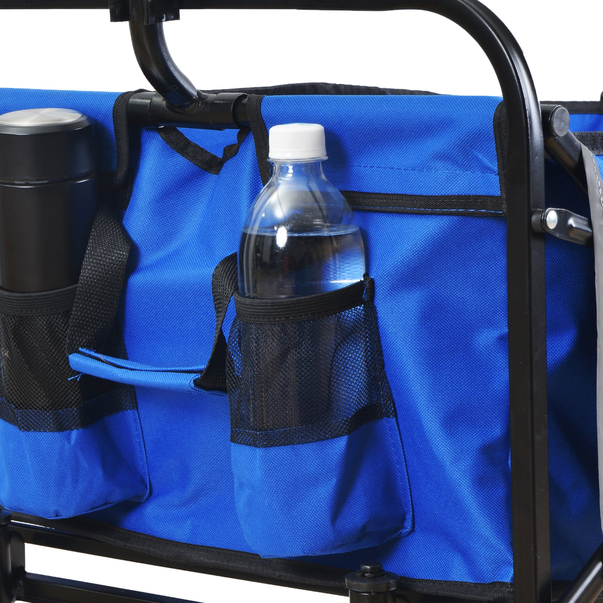 Folding Wagon Garden Shopping Beach Cart (Blue) - V.I.P Digital Presence