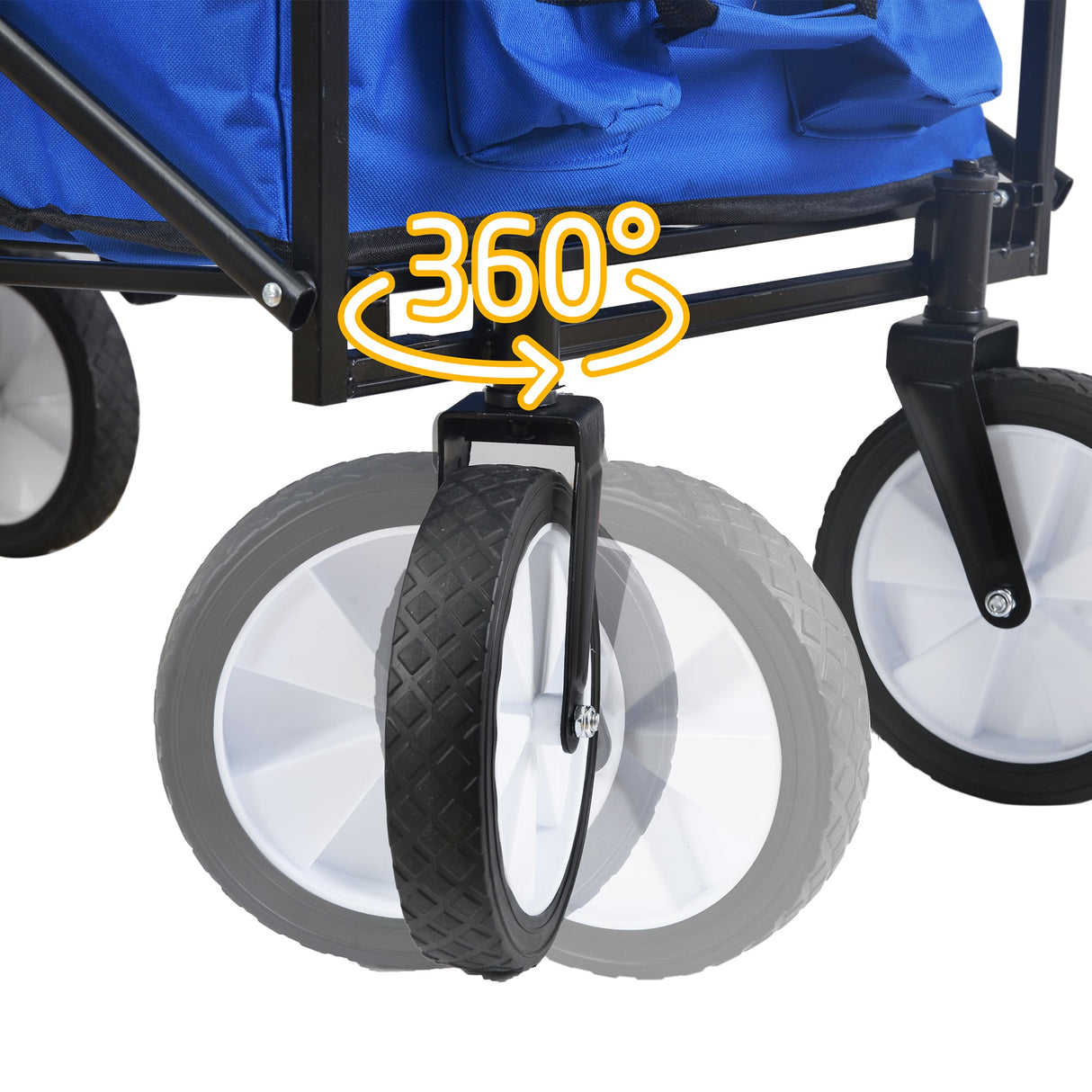 Folding Wagon Garden Shopping Beach Cart (Blue) - V.I.P Digital Presence