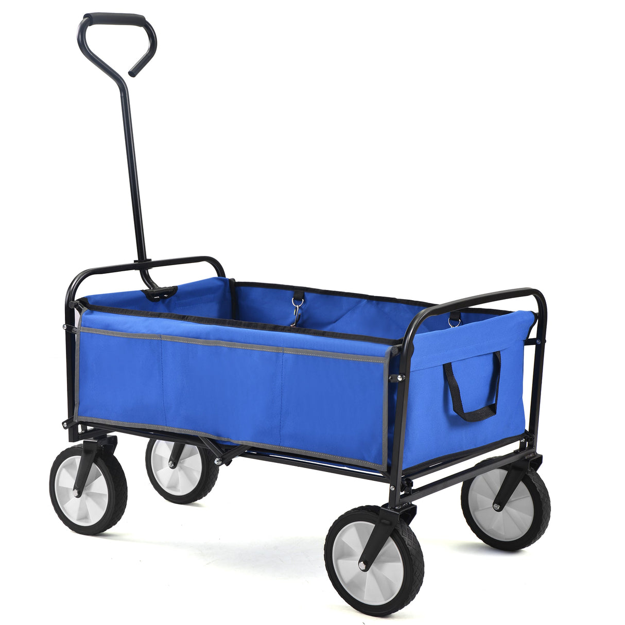 Folding Wagon Garden Shopping Beach Cart (Blue) - V.I.P Digital Presence