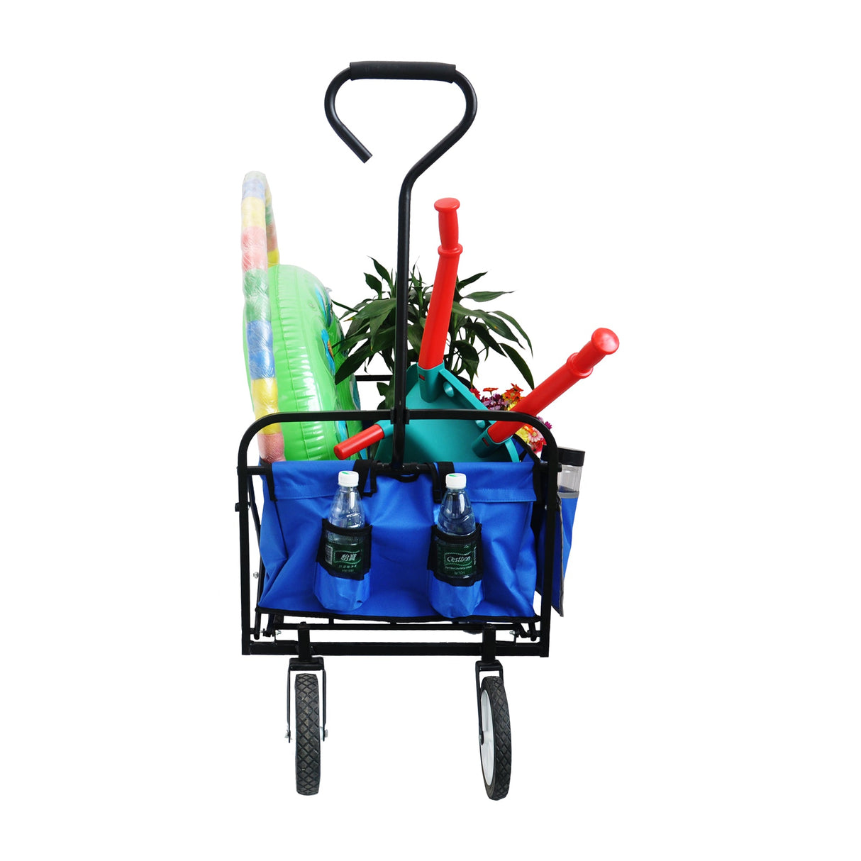 Folding Wagon Garden Shopping Beach Cart (Blue) - V.I.P Digital Presence