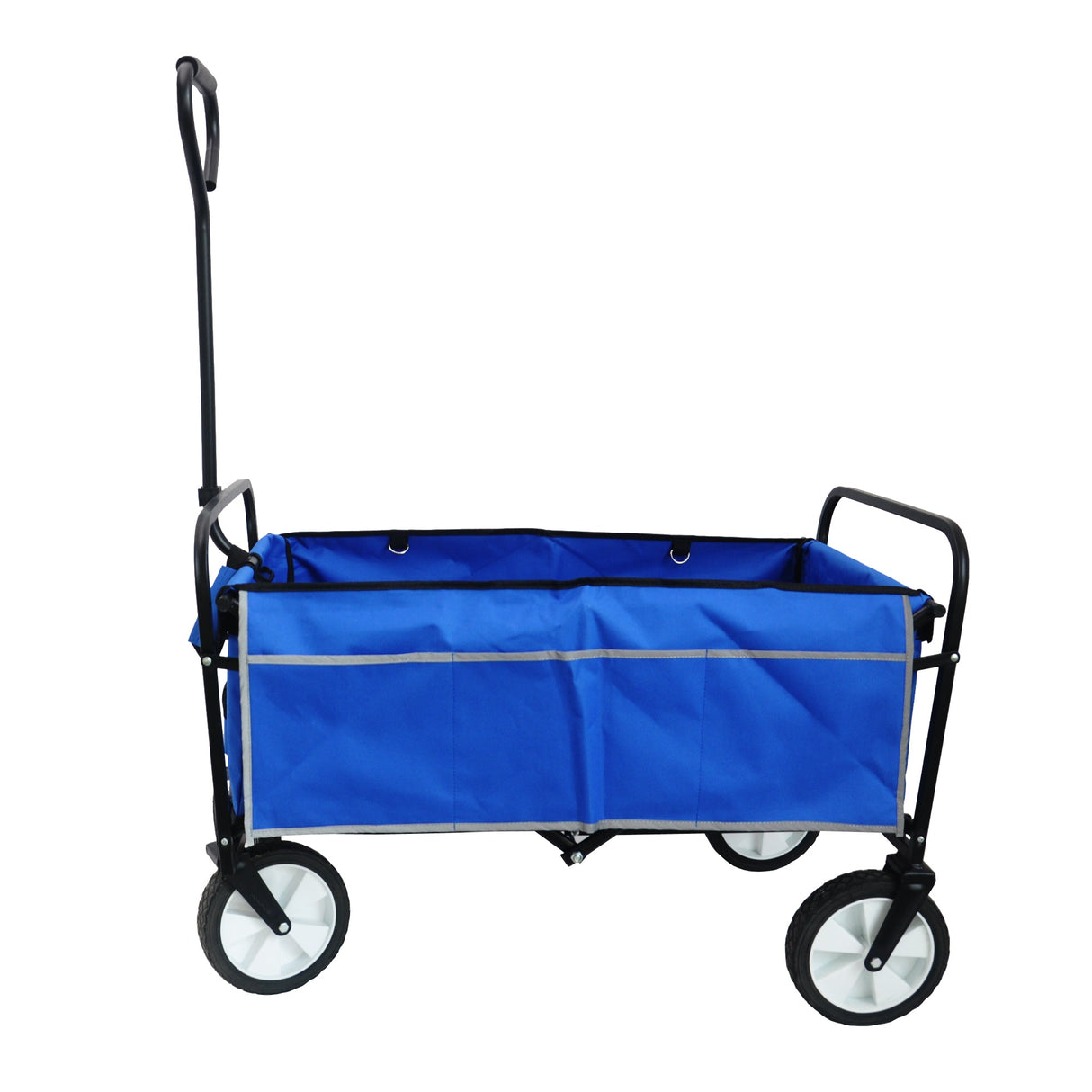 Folding Wagon Garden Shopping Beach Cart (Blue) - V.I.P Digital Presence