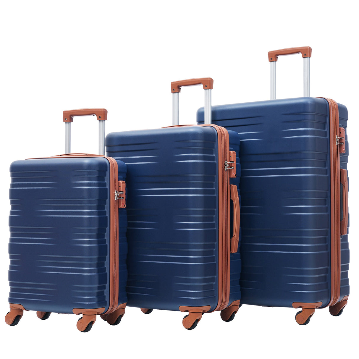 Hardshell Luggage Sets 3 Pcs Spinner Suitcase with TSA Lock Lightweight 20''24''28'' Navy Blue + ABS - V.I.P Digital Presence