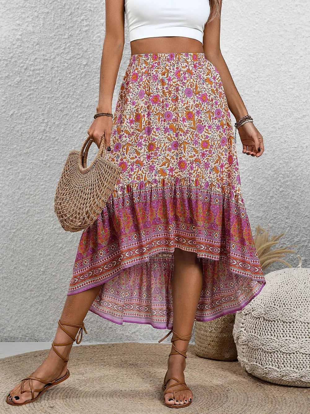 High-Low Elastic Waist Skirt - V.I.P Digital Presence