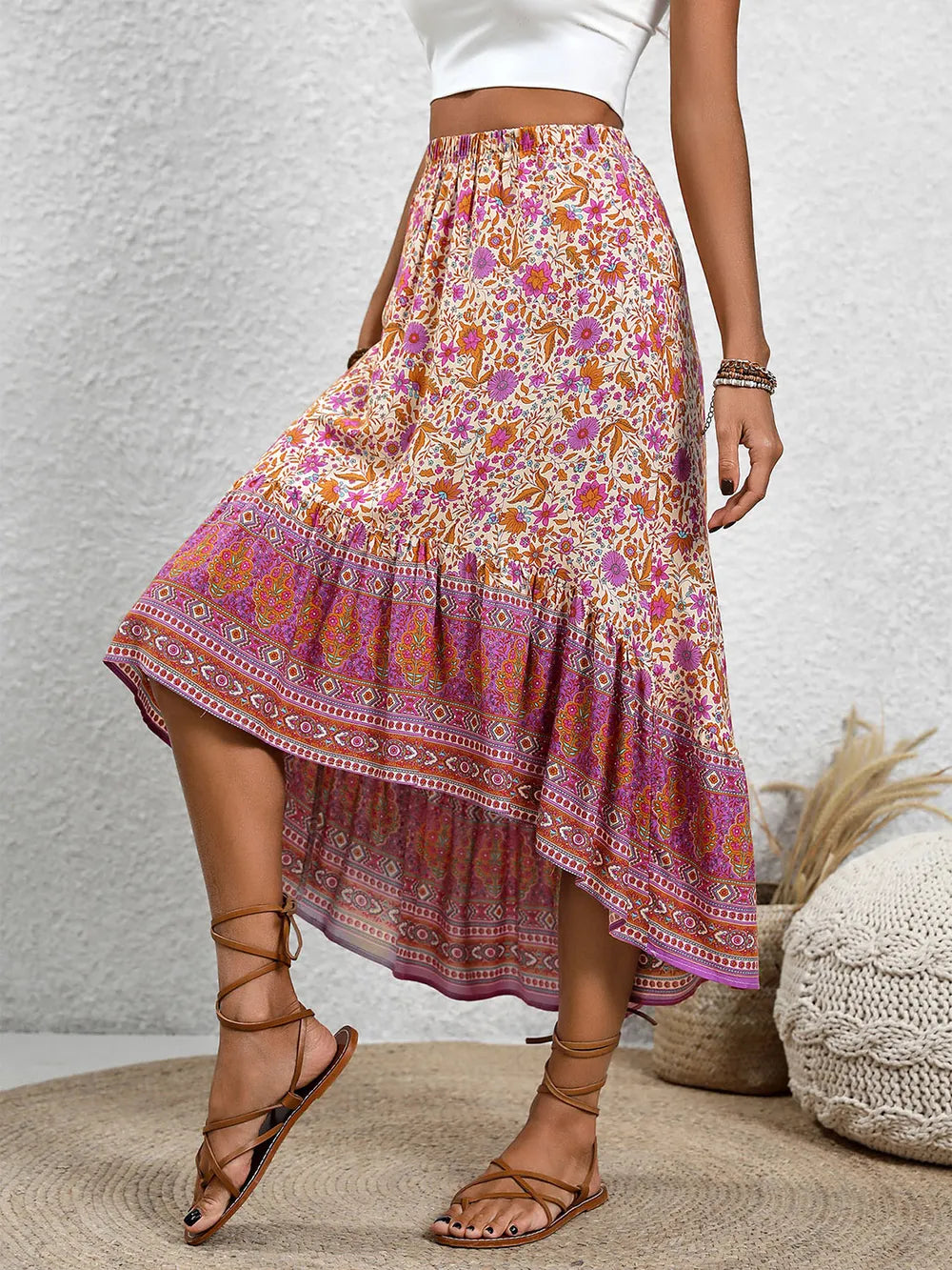 High-Low Elastic Waist Skirt - V.I.P Digital Presence