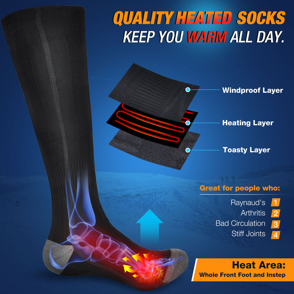 Hot socks with 3-speed electric heating, USB for men and women's foot warmers, winter electric heating and warm socks - V.I.P Digital Presence