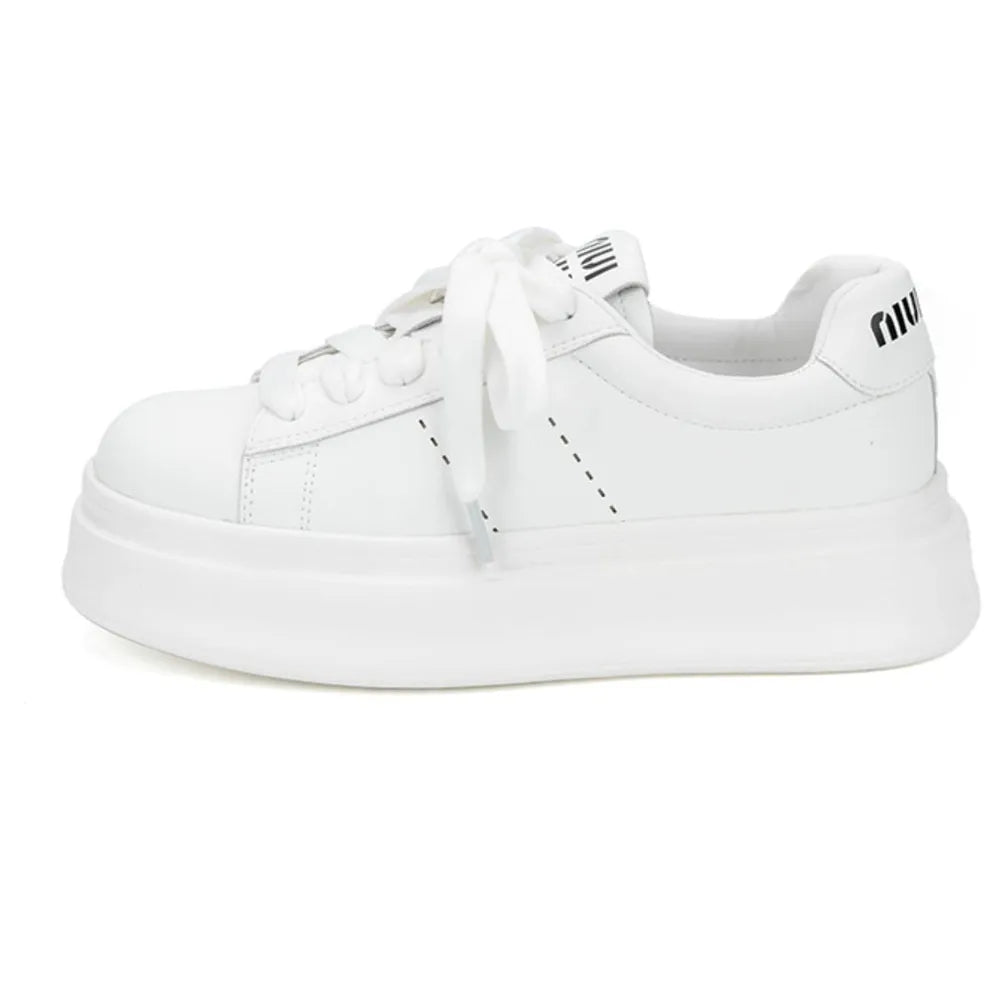 Lace Up Contrast Round Toe Platform Sneakers - V.I.P Digital Presence