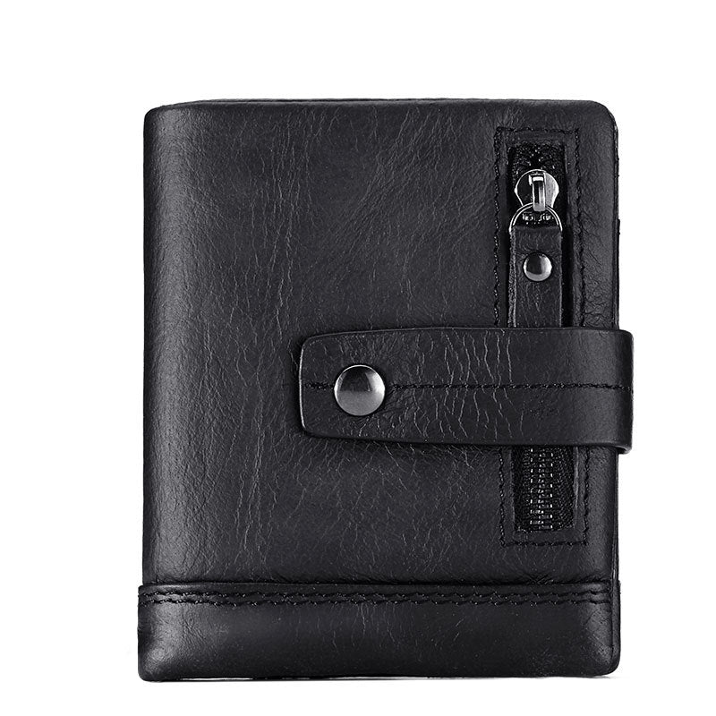 Men's Bag Zipper Buckle Multi-Card First Layer Cowhide Coin Purse Short Leather Men's Wallet - V.I.P Digital Presence