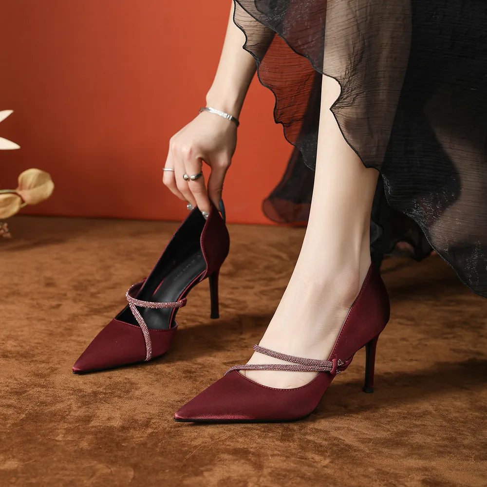 Point Toe Rhinestone High Heel Pumps - V.I.P Digital Presence